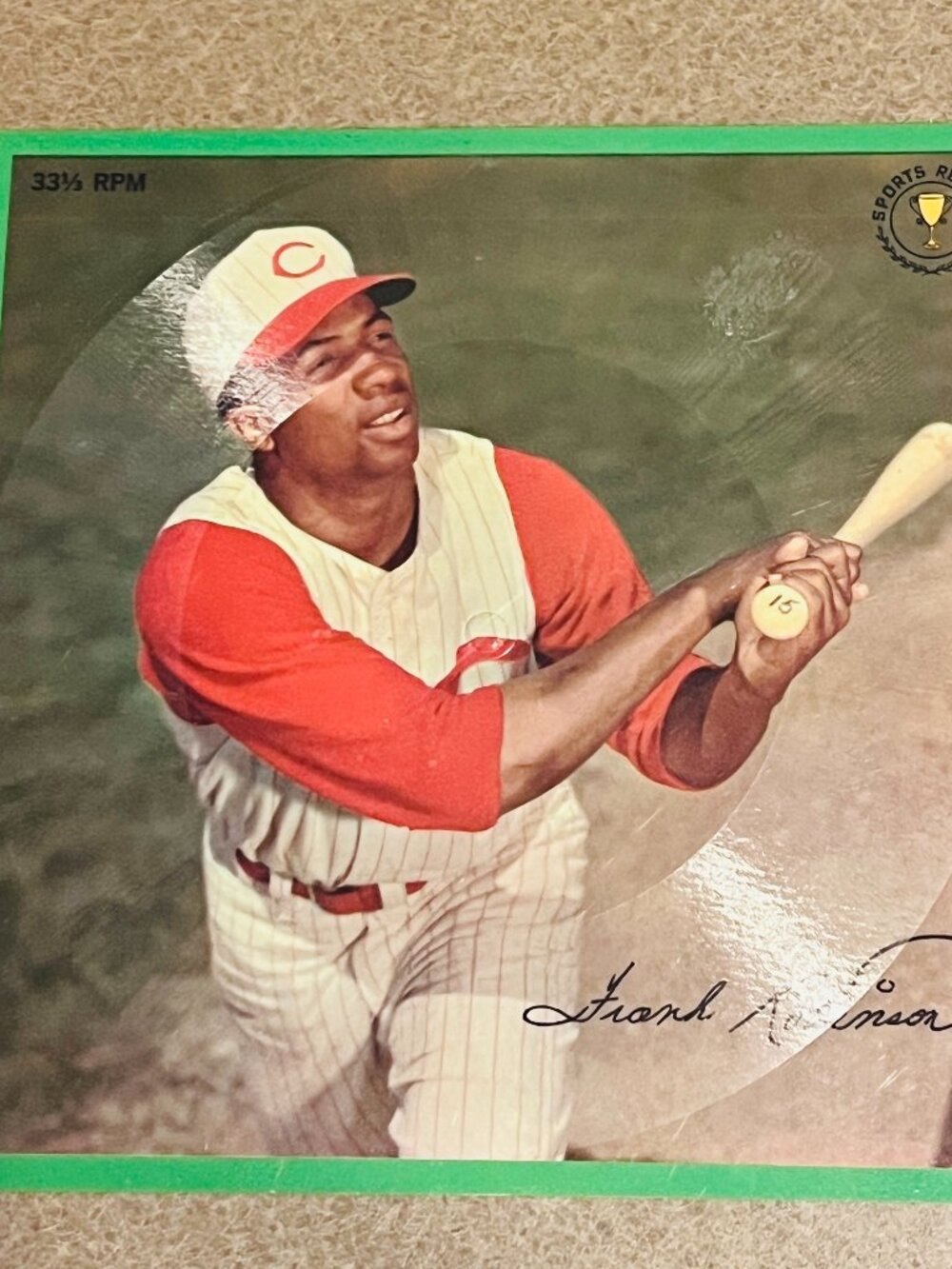 Vintage Frank Robinson Auravision 33 1/3 RPM Baseball Record Cincinnati Reds